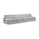  Manufacturer Color_Grey -- Comfy 156" Grey Linen Textured Fabric Upholstered 4 pc Armless Modular Sofa IMAGE 1