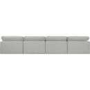  Manufacturer Color_Grey -- Comfy 156" Grey Linen Textured Fabric Upholstered 4 pc Armless Modular Sofa IMAGE 3