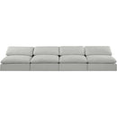  Manufacturer Color_Grey -- Comfy 156" Grey Linen Textured Fabric Upholstered 4 pc Armless Modular Sofa IMAGE 4
