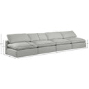  Manufacturer Color_Grey -- Comfy 156" Grey Linen Textured Fabric Upholstered 4 pc Armless Modular Sofa IMAGE 9