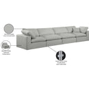  Manufacturer Color_Grey -- Comfy 158" Grey Linen Textured Fabric Upholstered 4 pc Modular Sofa IMAGE 10