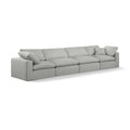  Manufacturer Color_Grey -- Comfy 158" Grey Linen Textured Fabric Upholstered 4 pc Modular Sofa IMAGE 1