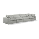  Manufacturer Color_Grey -- Comfy 158" Grey Linen Textured Fabric Upholstered 4 pc Modular Sofa IMAGE 1