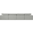  Manufacturer Color_Grey -- Comfy 158" Grey Linen Textured Fabric Upholstered 4 pc Modular Sofa IMAGE 3