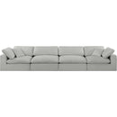  Manufacturer Color_Grey -- Comfy 158" Grey Linen Textured Fabric Upholstered 4 pc Modular Sofa IMAGE 4