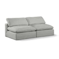  Manufacturer Color_Grey -- Comfy 78" Grey Linen Textured Fabric Upholstered 2 pc Armless Modular Loveseat IMAGE 1