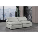  Manufacturer Color_Grey -- Comfy 78" Grey Linen Textured Fabric Upholstered 2 pc Armless Modular Loveseat IMAGE 2