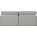  Manufacturer Color_Grey -- Comfy 78" Grey Linen Textured Fabric Upholstered 2 pc Armless Modular Loveseat IMAGE 3