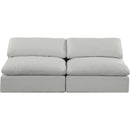  Manufacturer Color_Grey -- Comfy 78" Grey Linen Textured Fabric Upholstered 2 pc Armless Modular Loveseat IMAGE 4