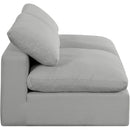  Manufacturer Color_Grey -- Comfy 78" Grey Linen Textured Fabric Upholstered 2 pc Armless Modular Loveseat IMAGE 5