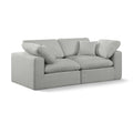  Manufacturer Color_Grey -- Comfy 80" Grey Linen Textured Fabric Upholstered 2 pc Modular Loveseat IMAGE 1
