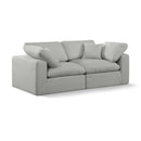  Manufacturer Color_Grey -- Comfy 80" Grey Linen Textured Fabric Upholstered 2 pc Modular Loveseat IMAGE 1