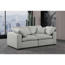  Manufacturer Color_Grey -- Comfy 80" Grey Linen Textured Fabric Upholstered 2 pc Modular Loveseat IMAGE 2