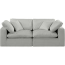  Manufacturer Color_Grey -- Comfy 80" Grey Linen Textured Fabric Upholstered 2 pc Modular Loveseat IMAGE 4
