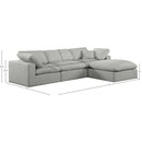  Manufacturer Color_Grey -- Comfy 119" Grey Linen Textured Fabric Upholstered 4 pc Modular Sectional IMAGE 15