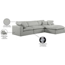  Manufacturer Color_Grey -- Comfy 119" Grey Linen Textured Fabric Upholstered 4 pc Modular Sectional IMAGE 16