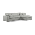  Manufacturer Color_Grey -- Comfy 119" Grey Linen Textured Fabric Upholstered 4 pc Modular Sectional IMAGE 1