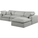  Manufacturer Color_Grey -- Comfy 119" Grey Linen Textured Fabric Upholstered 4 pc Modular Sectional IMAGE 2