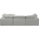  Manufacturer Color_Grey -- Comfy 119" Grey Linen Textured Fabric Upholstered 4 pc Modular Sectional IMAGE 5