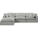  Manufacturer Color_Grey -- Comfy 119" Grey Linen Textured Fabric Upholstered 4 pc Modular Sectional IMAGE 7
