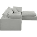  Manufacturer Color_Grey -- Comfy 119" Grey Linen Textured Fabric Upholstered 4 pc Modular Sectional IMAGE 9