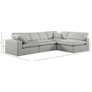  Manufacturer Color_Grey -- Comfy 119" Grey Linen Textured Fabric Upholstered 4 pc Modular Sectional IMAGE 15