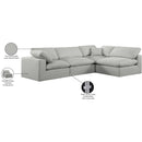  Manufacturer Color_Grey -- Comfy 119" Grey Linen Textured Fabric Upholstered 4 pc Modular Sectional IMAGE 16