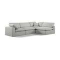  Manufacturer Color_Grey -- Comfy 119" Grey Linen Textured Fabric Upholstered 4 pc Modular Sectional IMAGE 1