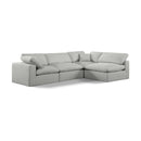  Manufacturer Color_Grey -- Comfy 119" Grey Linen Textured Fabric Upholstered 4 pc Modular Sectional IMAGE 1