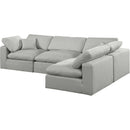  Manufacturer Color_Grey -- Comfy 119" Grey Linen Textured Fabric Upholstered 4 pc Modular Sectional IMAGE 2