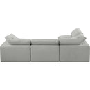  Manufacturer Color_Grey -- Comfy 119" Grey Linen Textured Fabric Upholstered 4 pc Modular Sectional IMAGE 6