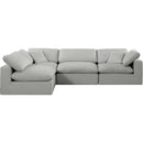  Manufacturer Color_Grey -- Comfy 119" Grey Linen Textured Fabric Upholstered 4 pc Modular Sectional IMAGE 7