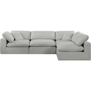  Manufacturer Color_Grey -- Comfy 119" Grey Linen Textured Fabric Upholstered 4 pc Modular Sectional IMAGE 8
