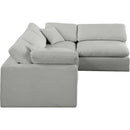  Manufacturer Color_Grey -- Comfy 119" Grey Linen Textured Fabric Upholstered 4 pc Modular Sectional IMAGE 9