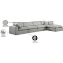  Manufacturer Color_Grey -- Comfy 158" Grey Linen Textured Fabric Upholstered 5 pc Modular Sectional IMAGE 16