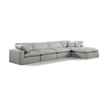  Manufacturer Color_Grey -- Comfy 158" Grey Linen Textured Fabric Upholstered 5 pc Modular Sectional IMAGE 1