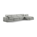  Manufacturer Color_Grey -- Comfy 158" Grey Linen Textured Fabric Upholstered 5 pc Modular Sectional IMAGE 1