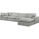  Manufacturer Color_Grey -- Comfy 158" Grey Linen Textured Fabric Upholstered 5 pc Modular Sectional IMAGE 2