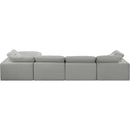  Manufacturer Color_Grey -- Comfy 158" Grey Linen Textured Fabric Upholstered 5 pc Modular Sectional IMAGE 5
