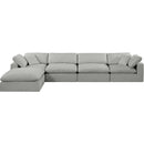  Manufacturer Color_Grey -- Comfy 158" Grey Linen Textured Fabric Upholstered 5 pc Modular Sectional IMAGE 7