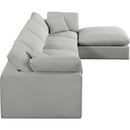  Manufacturer Color_Grey -- Comfy 158" Grey Linen Textured Fabric Upholstered 5 pc Modular Sectional IMAGE 9