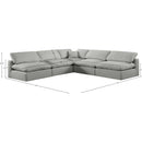  Manufacturer Color_Grey -- Comfy 118" Grey Linen Textured Fabric Upholstered 5 pc Modular Sectional IMAGE 10