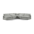  Manufacturer Color_Grey -- Comfy 118" Grey Linen Textured Fabric Upholstered 5 pc Modular Sectional IMAGE 1