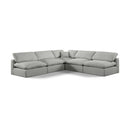  Manufacturer Color_Grey -- Comfy 118" Grey Linen Textured Fabric Upholstered 5 pc Modular Sectional IMAGE 1