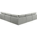  Manufacturer Color_Grey -- Comfy 118" Grey Linen Textured Fabric Upholstered 5 pc Modular Sectional IMAGE 3