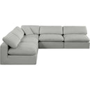  Manufacturer Color_Grey -- Comfy 118" Grey Linen Textured Fabric Upholstered 5 pc Modular Sectional IMAGE 4