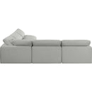  Manufacturer Color_Grey -- Comfy 118" Grey Linen Textured Fabric Upholstered 5 pc Modular Sectional IMAGE 5