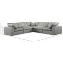  Manufacturer Color_Grey -- Comfy 119" Grey Linen Textured Fabric Upholstered 5 pc Modular Sectional IMAGE 10