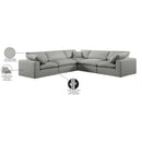  Manufacturer Color_Grey -- Comfy 119" Grey Linen Textured Fabric Upholstered 5 pc Modular Sectional IMAGE 11