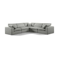  Manufacturer Color_Grey -- Comfy 119" Grey Linen Textured Fabric Upholstered 5 pc Modular Sectional IMAGE 1